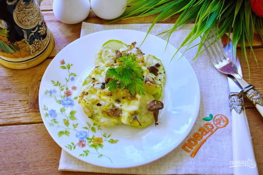 Рецепт кабачков с лисичками в духовке