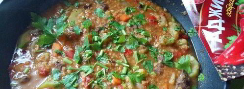 дал из красной чечевицы с куриной печенью. Шаг 10