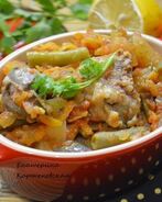 Куриная печень с овощами в кисло-сладком соусе