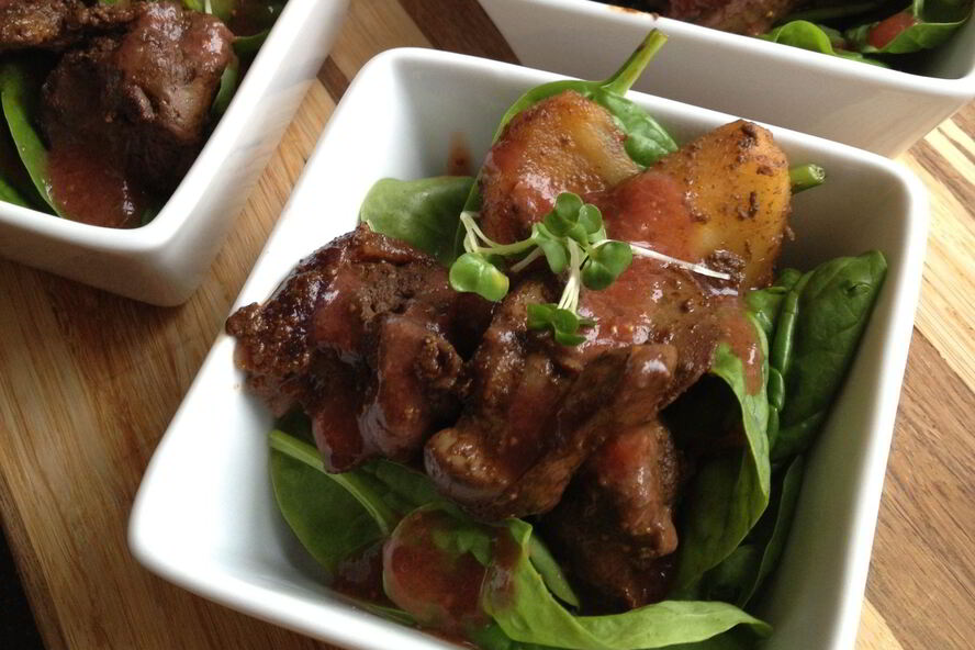 Рецепт куриной печени с яблоками