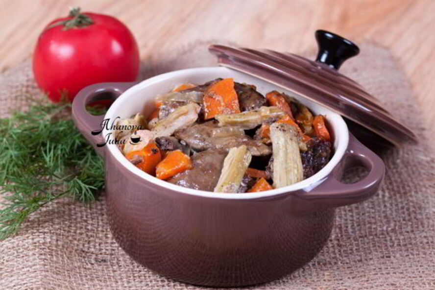 Рецепт куриной печени тушеной с ревенем