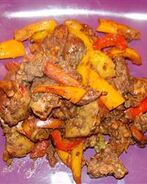 Куриная печень жаренная со сладким перцем