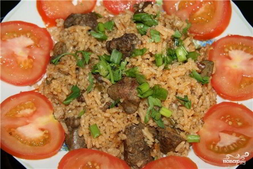 Рецепт печени с рисом