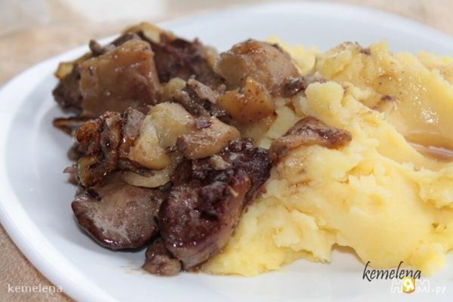 Рецепт печени с яблоками