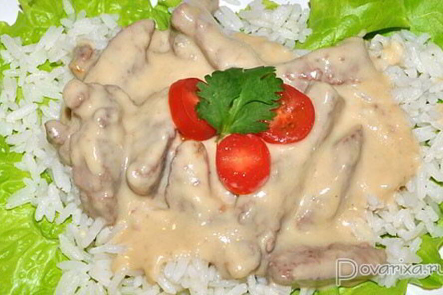 Рецепт печени в сырном соусе