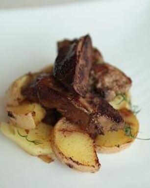 Печень, жаренная с картофелем