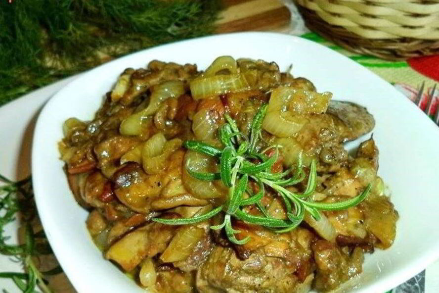 Рецепт утиной печени с грибами