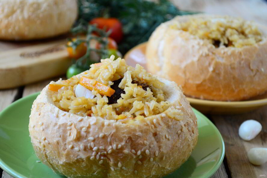 Рецепт булочек, фаршированных пловом