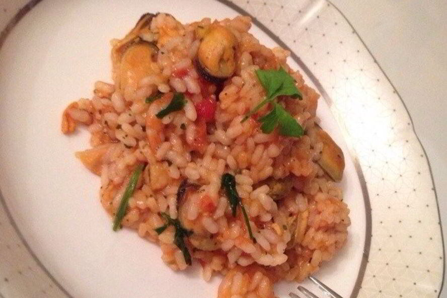 Рецепт паэльи с мидиями и креветками