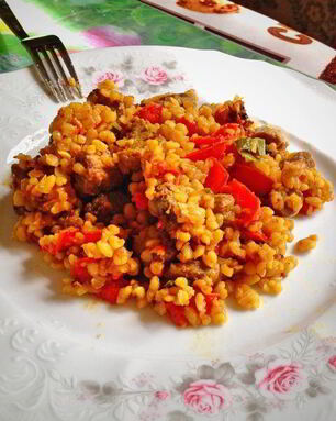 Плов из булгура с индейкой