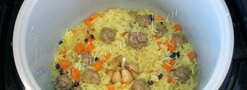 плов с фрикадельками в мультиварке. Шаг 6