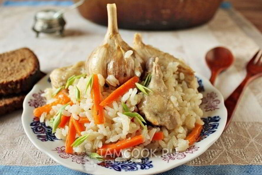 Рецепт плова с курицей в утятнице на плите