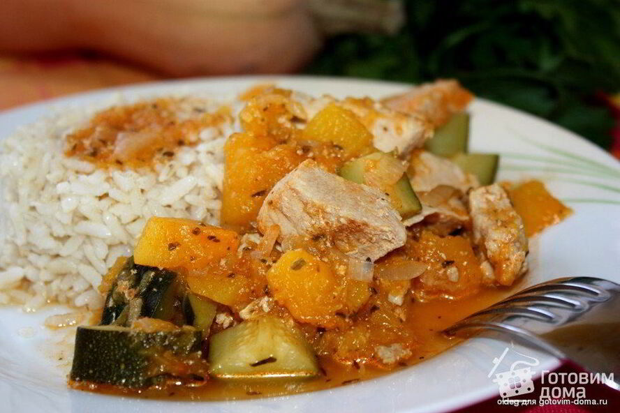 Рецепт мясного рагу с тыквой и цуккини