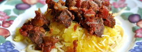 мясное рагу с тыквой спагетти. Шаг 6