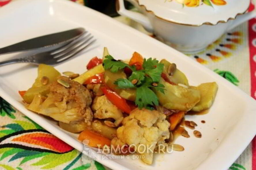 Рецепт овощного рагу с цветной капустой и кабачками