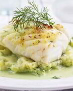 Рагу из судака в укропно-горчичном соусе