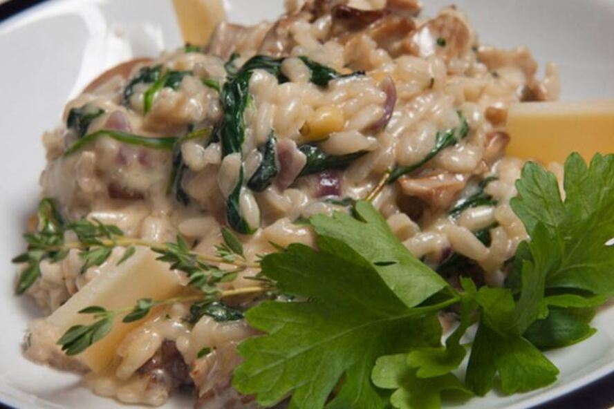 Рецепт грибного ризотто со шпинатом