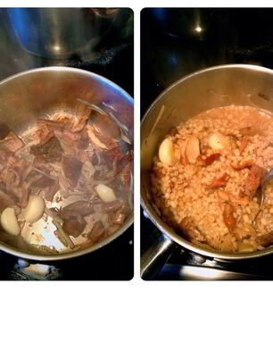 Ризотто из перловой крупы с белыми грибами