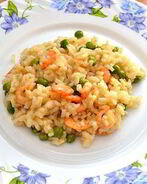 Ризотто с креветками и горошком