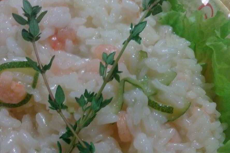 Рецепт ризотто с креветками и цукини