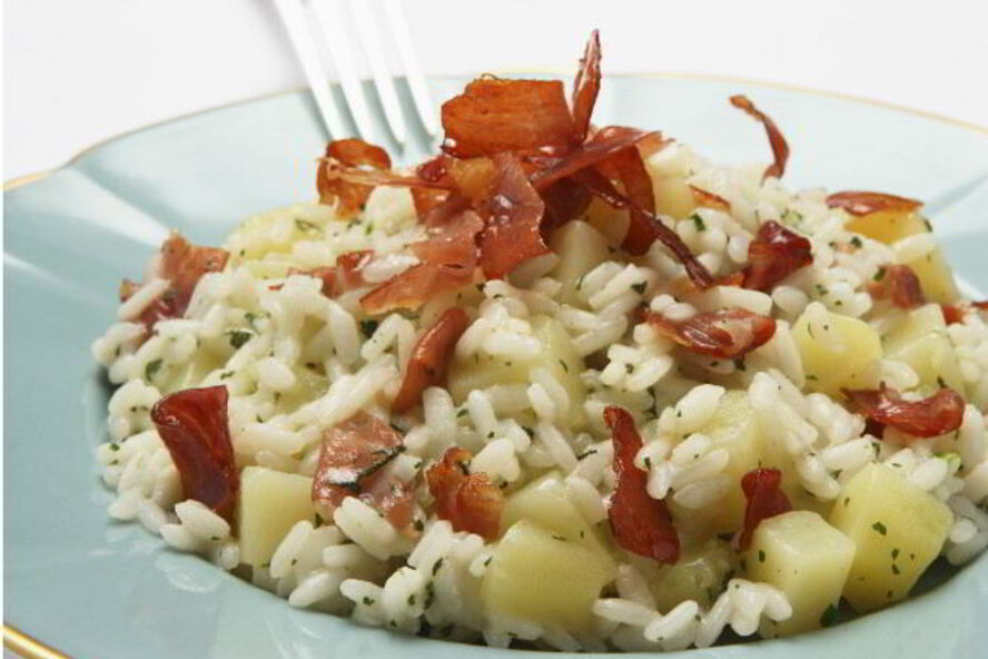 Рецепт ризотто я с яблоками и беконом