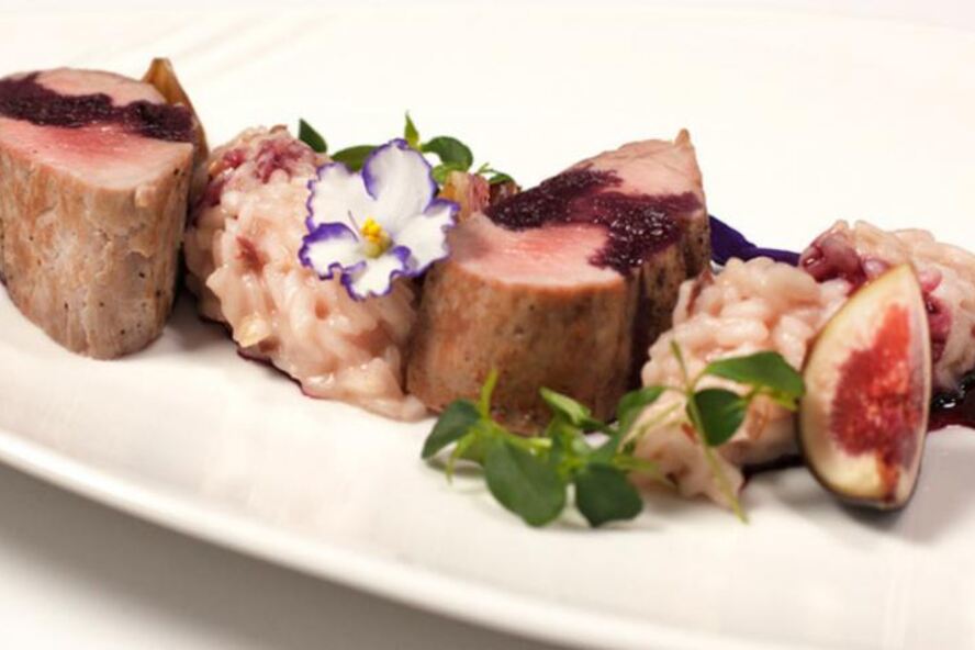 Рецепт телятины с вишневым ризотто