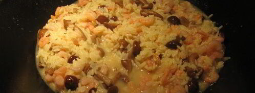 зеленое ризотто с опятами и креветками. Шаг 5