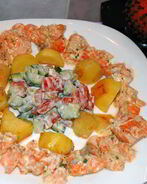 Лосось фламбе в сливочно-горчичном соусе