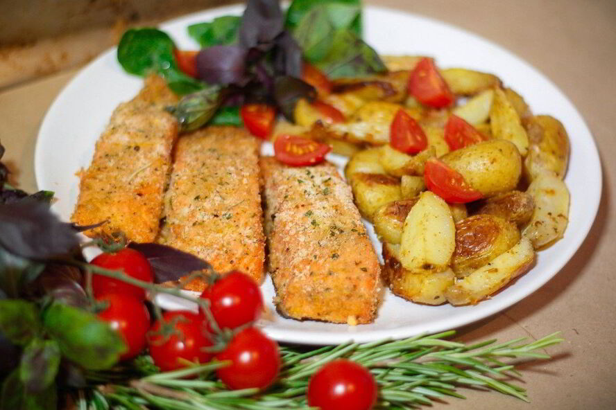 Рецепт панированной радужной форели