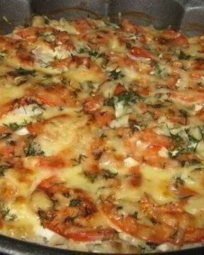 Рыба с помидорами под сыром в духовке