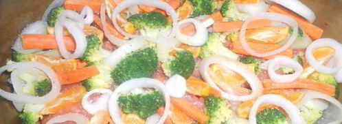 семга с мандарином и овощами. Шаг 5