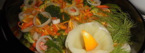 семга с мандарином и овощами. Шаг 8