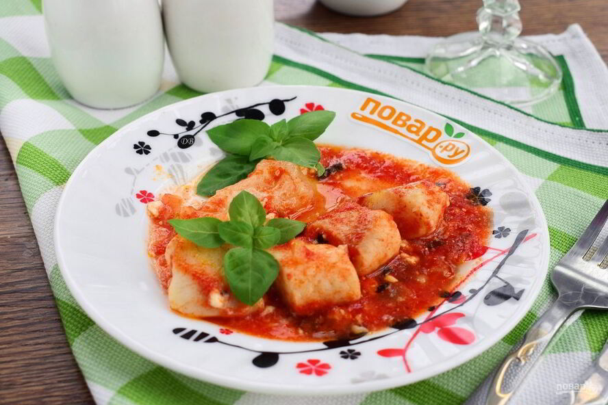 Рецепт трески в томатно-винном соусе