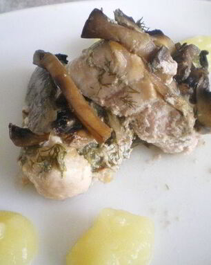 Запеченное рыбное филе Германское с картофельно-кабачковым пюре