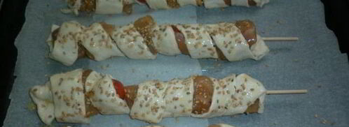 куриные шашлычки в слоеном тесте. Шаг 5