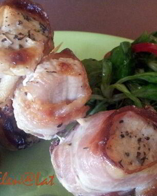 Шашлычки из индейки с базиликом и беконом