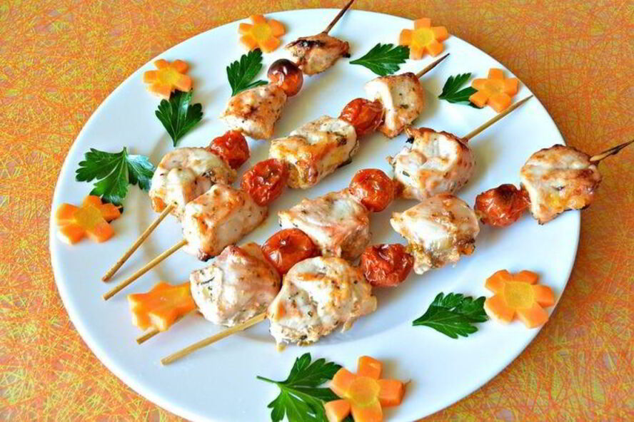 Рецепт шашлычков из куриной грудки в духовке