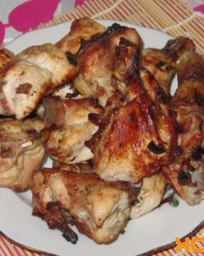 Шашлык из курицы в майонезе