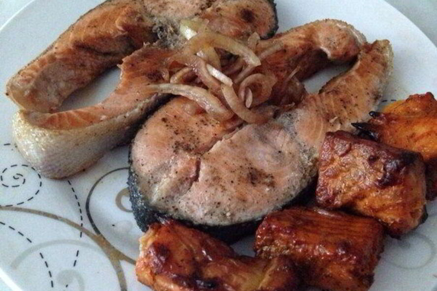 Рецепт рыбных стейков и шашлык из семги