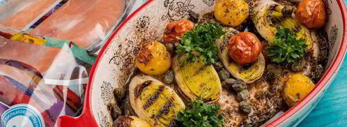 стейк лосося, запеченный с помидорами черри. Шаг 6