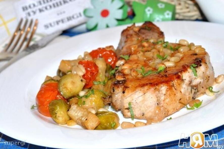 Рецепт стейка с брюссельской капустой и сельдереем