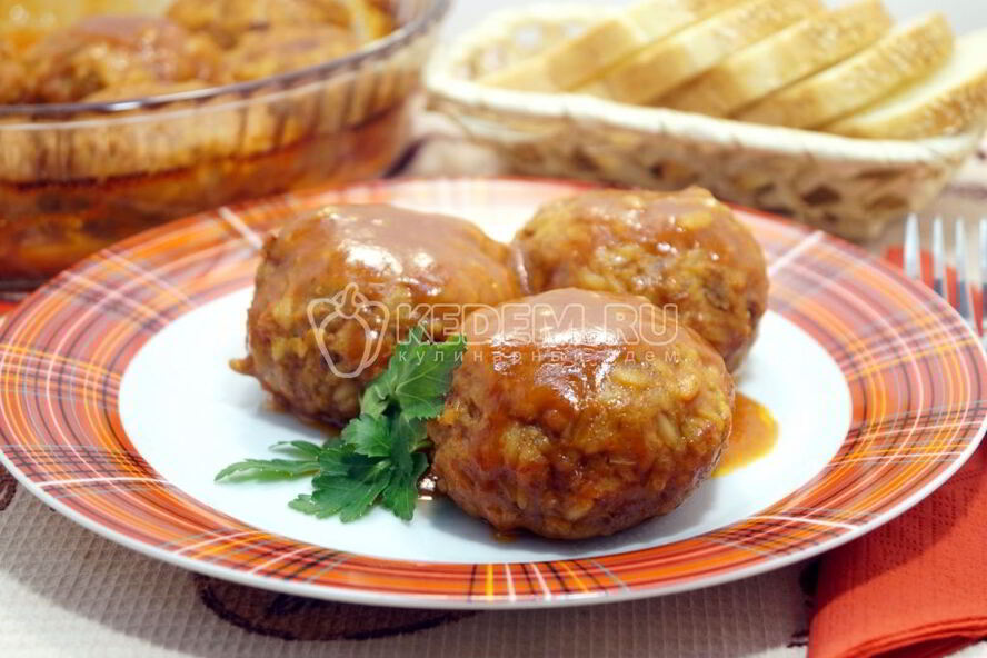 Рецепт тефтелей с рисом в духовке
