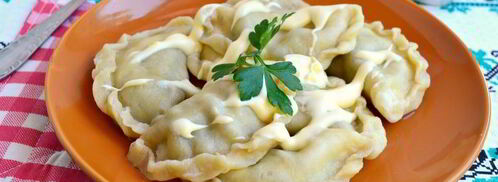 вареники из яичного теста с курицей и баклажанами. Шаг 8