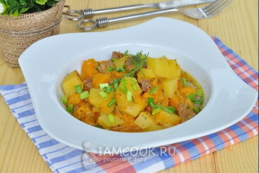 Рецепт домашнего жаркого на пиве с тыквой в мультиварке