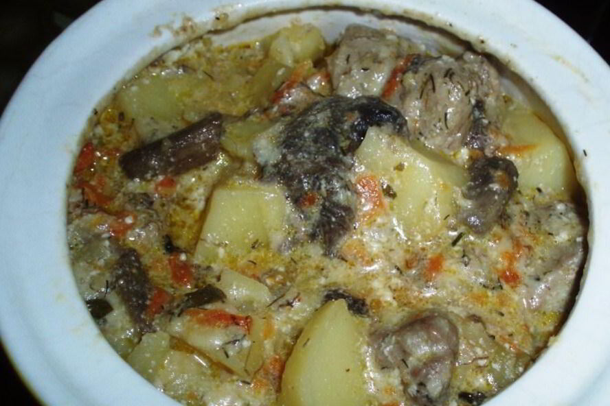 Рецепт жаркого с мясом и грибами