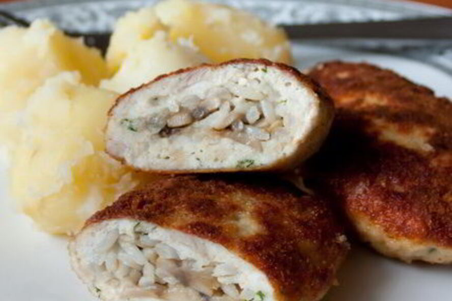 Рецепт куриных зраз с рисом и грибами