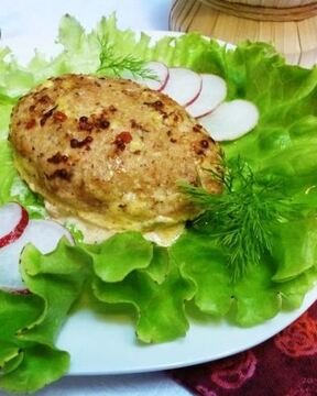 Зразы из кеты с начинкой из капусты и вешенок