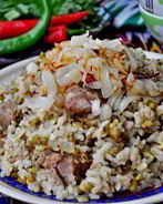 Ароматная каша с машем, рисом и мясом