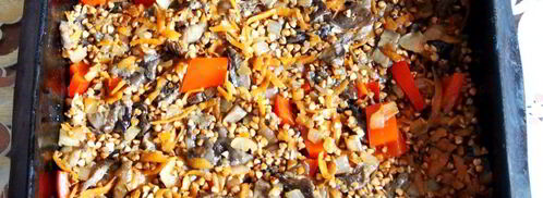 гречка с грибами и овощами в духовке. Шаг 8