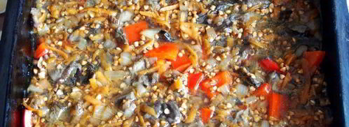 гречка с грибами и овощами в духовке. Шаг 9